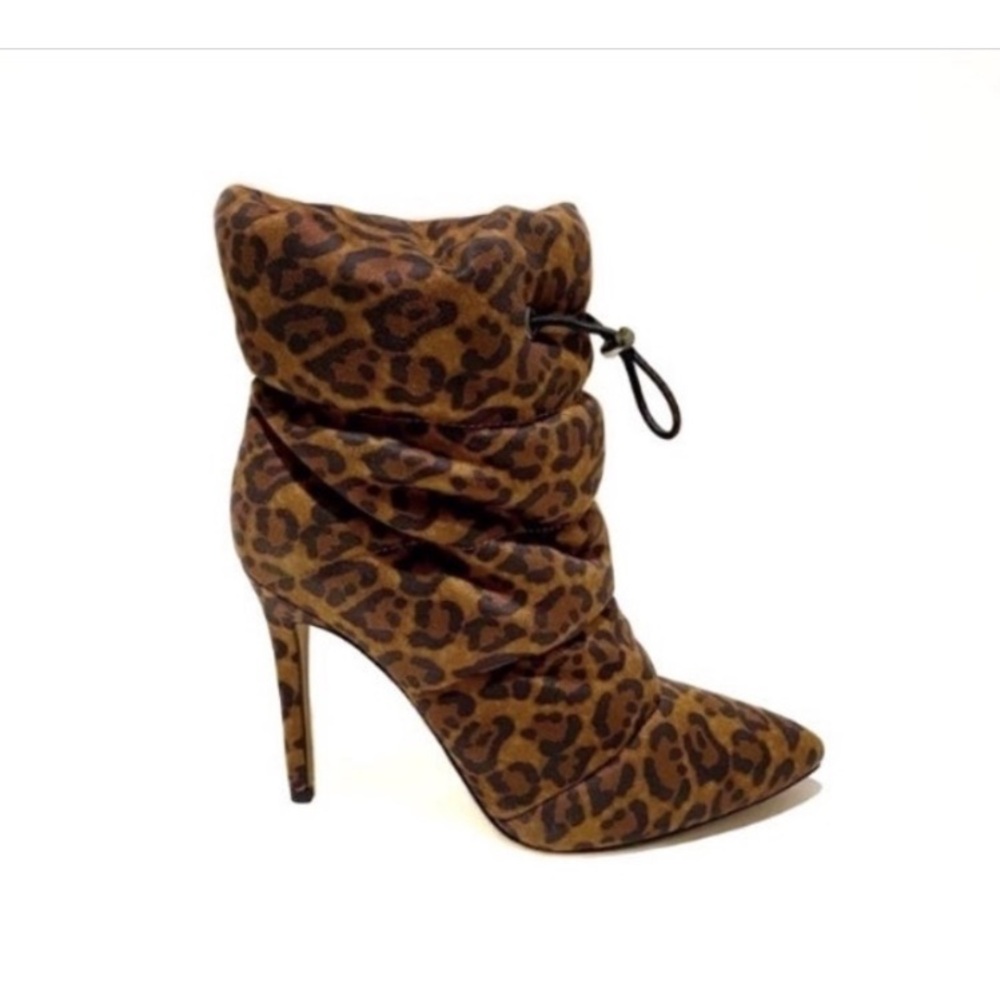 JESSICA SIMPSON Leopard Padina Quilted Puffer Stiletto  Booties NWT